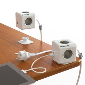 PowerCube extended  dobbelt USB - 4 udtag 1,5 meter ledning